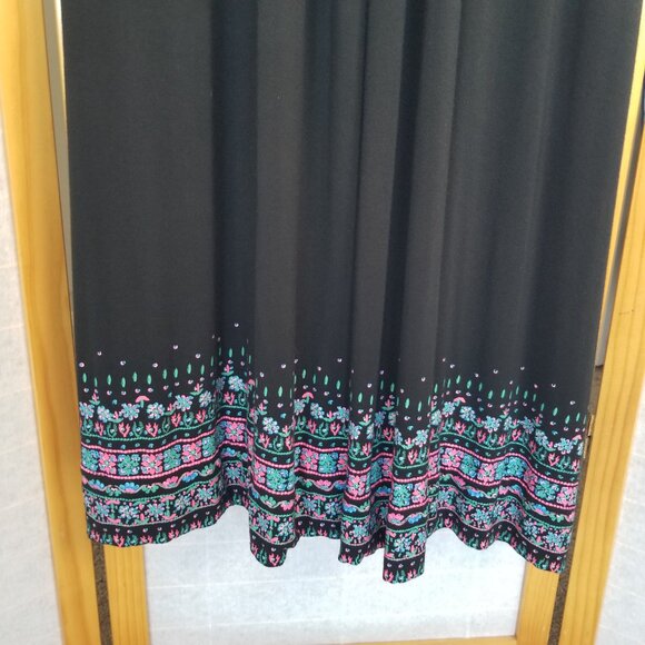 Soma Black Maxi Dress Size XL Stretch Knit Embroidered Hem High Waist - Picture 5 of 9